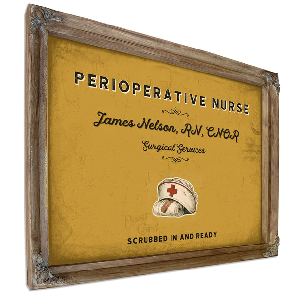 Personalized Perioperative Nurse Sign, Scrubbed In and Ready, Mustard & Black, image 6