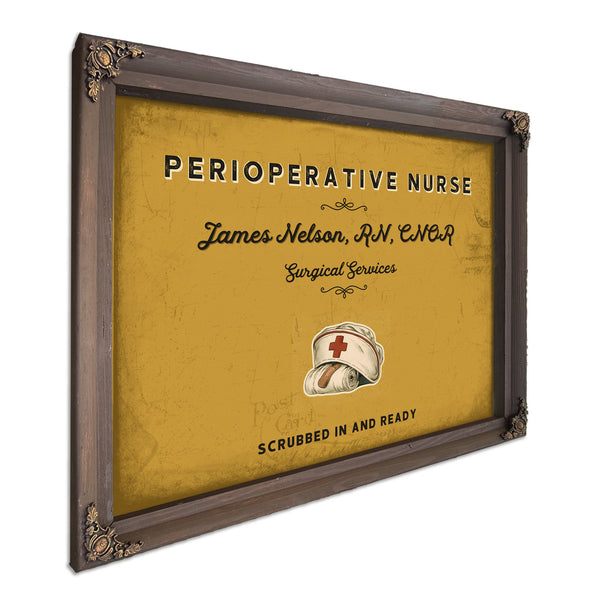 Personalized Perioperative Nurse Sign, Scrubbed In and Ready, Mustard & Black, image 7