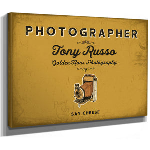 Personalized Photographer Sign, Say Cheese, Mustard & Black, image 8