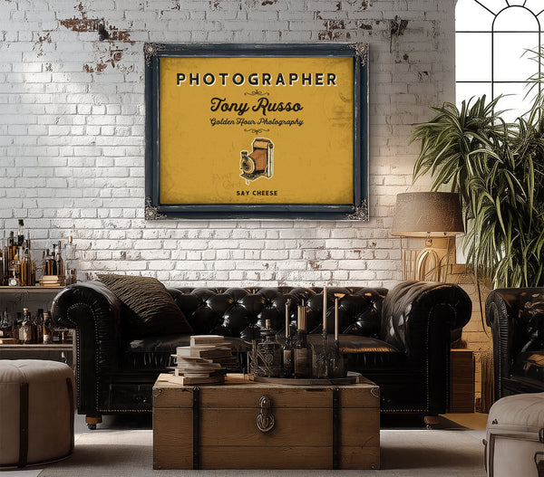 Personalized Photographer Sign, Say Cheese, Mustard & Black, image 18