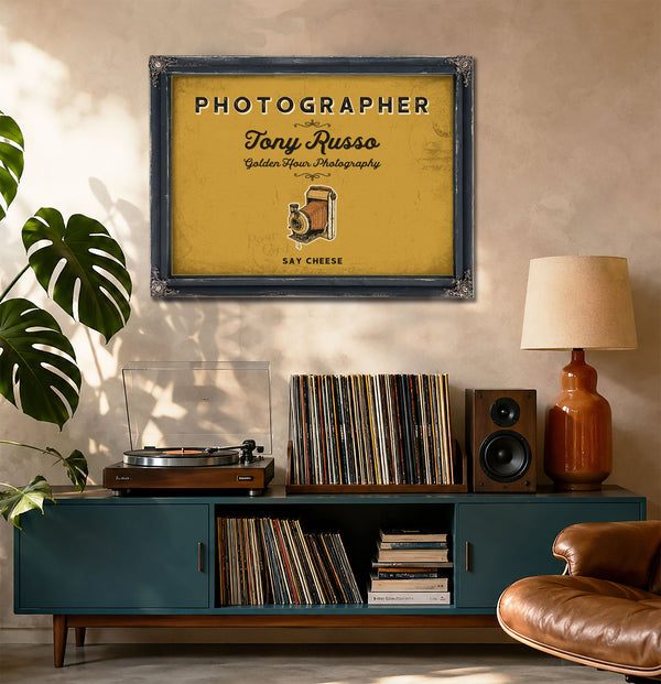 Personalized Photographer Sign, Say Cheese, Mustard & Black, image 20