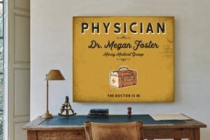 Personalized Physician Sign, The Doctor Is In, Mustard & Black, image 2
