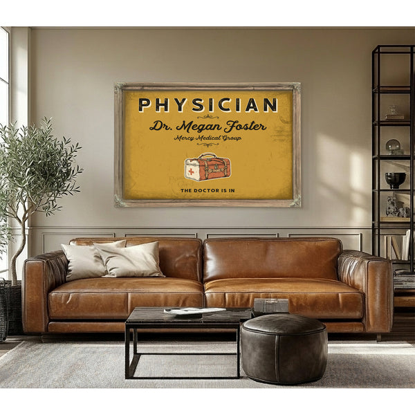 Personalized Physician Sign, The Doctor Is In, Mustard & Black, image 3