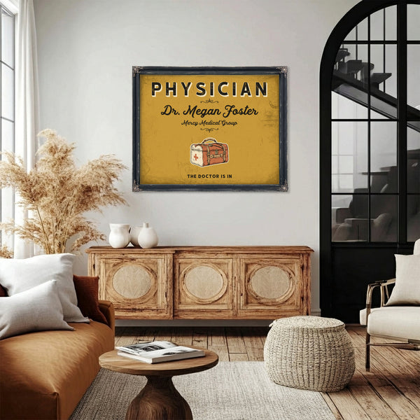 Personalized Physician Sign, The Doctor Is In, Mustard & Black, image 4