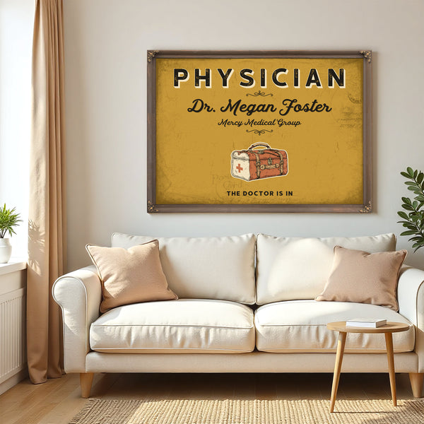 Personalized Physician Sign, The Doctor Is In, Mustard & Black, image 5
