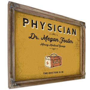 Personalized Physician Sign, The Doctor Is In, Mustard & Black, image 6