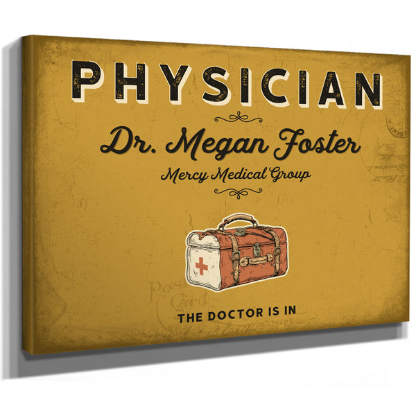 Personalized Physician Sign, The Doctor Is In, Mustard & Black, image 8