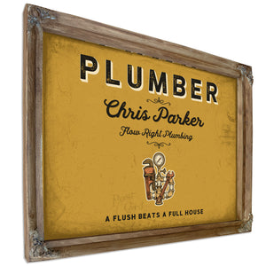Personalized Plumber Sign, A Flush Beats a Full House, Mustard & Black, image 6