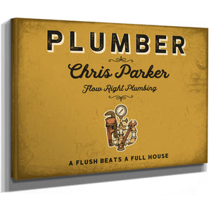 Personalized Plumber Sign, A Flush Beats a Full House, Mustard & Black, image 8