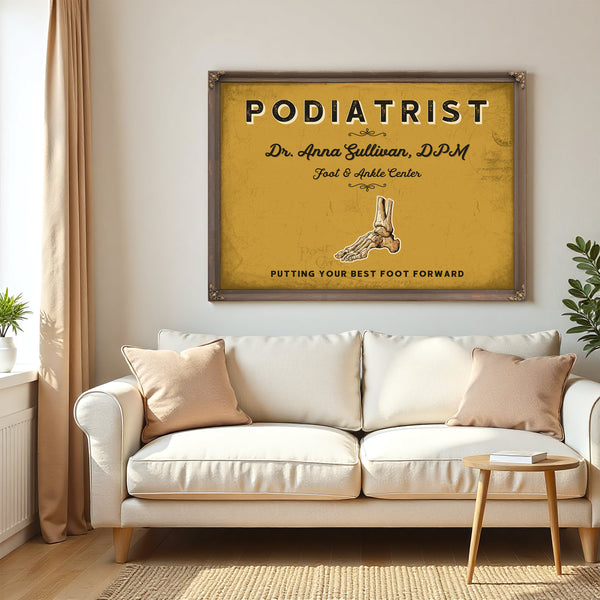 Personalized Podiatrist Sign, Putting Your Best Foot Forward, Mustard & Black, image 5