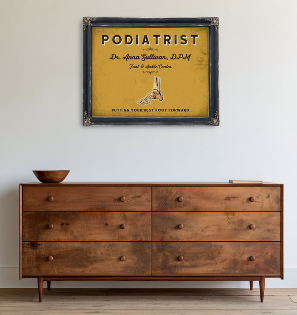Personalized Podiatrist Sign, Putting Your Best Foot Forward, Mustard & Black, image 19