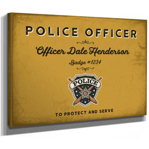 Personalized Police Officer Sign, To Protect and Serve, Mustard & Black, image 8