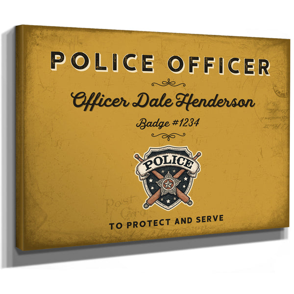 Personalized Police Officer Sign, To Protect and Serve, Mustard & Black, image 8
