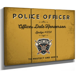 Personalized Police Officer Sign, To Protect and Serve, Mustard & Black, image 14