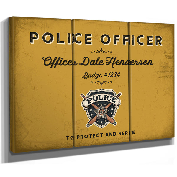Personalized Police Officer Sign, To Protect and Serve, Mustard & Black, image 14