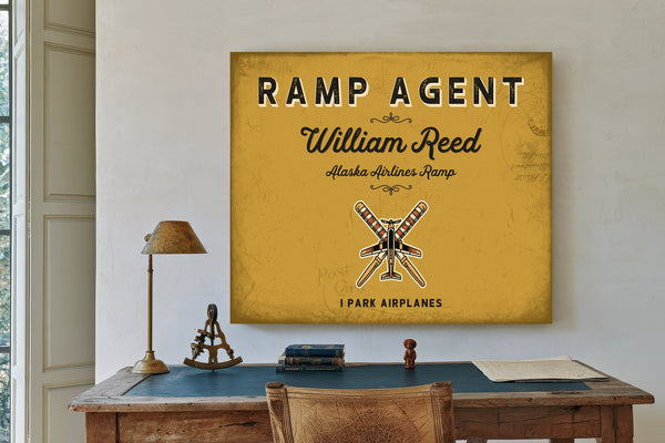 Personalized Ramp Agent Sign, I Park Airplanes, Mustard & Black, image 2