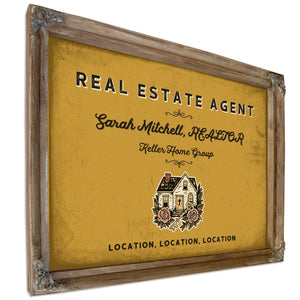 Personalized Real Estate Agent Sign, Location, Location, Location, Mustard & Black, image 6