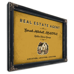 Personalized Real Estate Agent Sign, Location, Location, Location, Mustard & Black, image 1