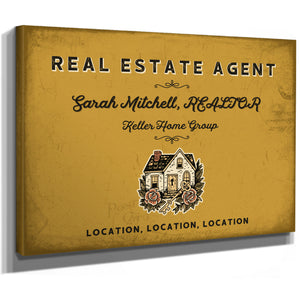 Personalized Real Estate Agent Sign, Location, Location, Location, Mustard & Black, image 8