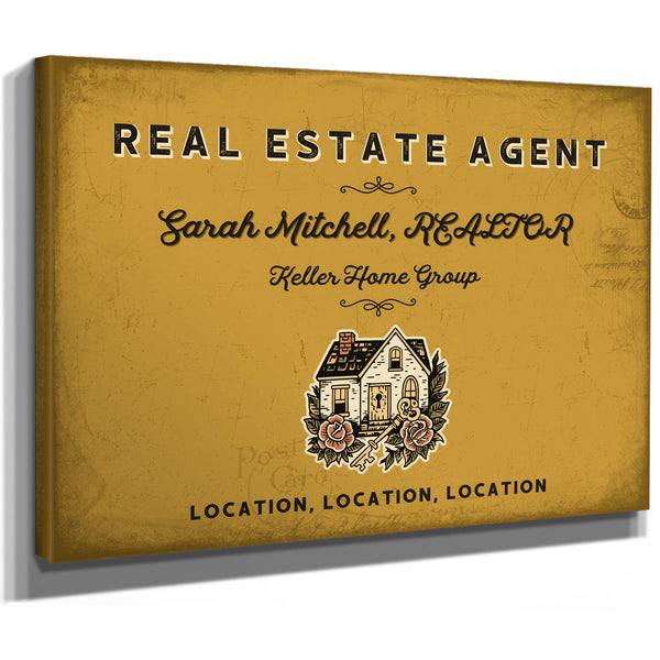 Personalized Real Estate Agent Sign, Location, Location, Location, Mustard & Black, image 8