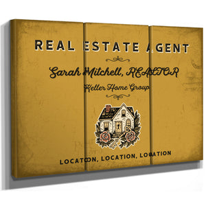 Personalized Real Estate Agent Sign, Location, Location, Location, Mustard & Black, image 14
