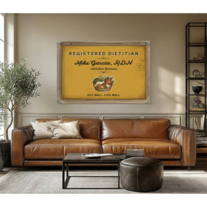 Personalized Registered Dietitian Sign, Eat Well, Live Well, Mustard & Black, image 3