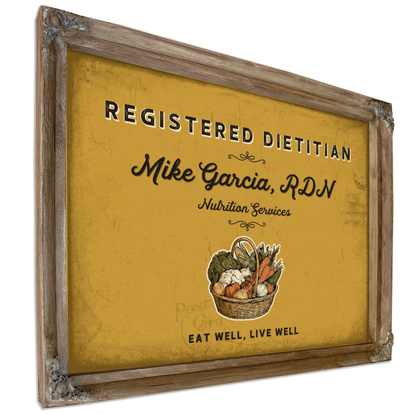 Personalized Registered Dietitian Sign, Eat Well, Live Well, Mustard & Black, image 6