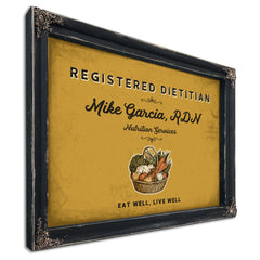 Personalized Registered Dietitian Sign, Eat Well, Live Well, Mustard & Black, image 1