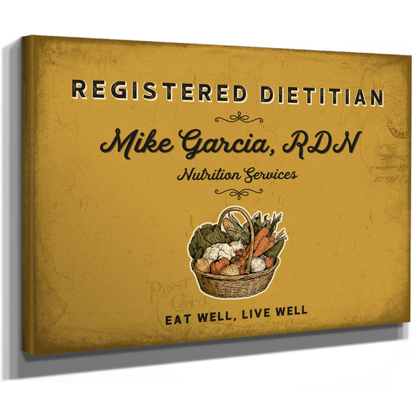 Personalized Registered Dietitian Sign, Eat Well, Live Well, Mustard & Black, image 8