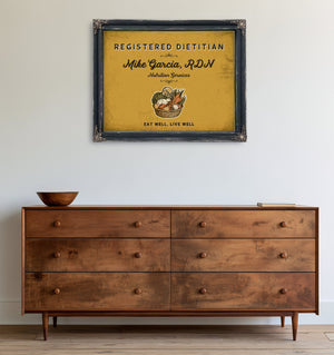 Personalized Registered Dietitian Sign, Eat Well, Live Well, Mustard & Black, image 19