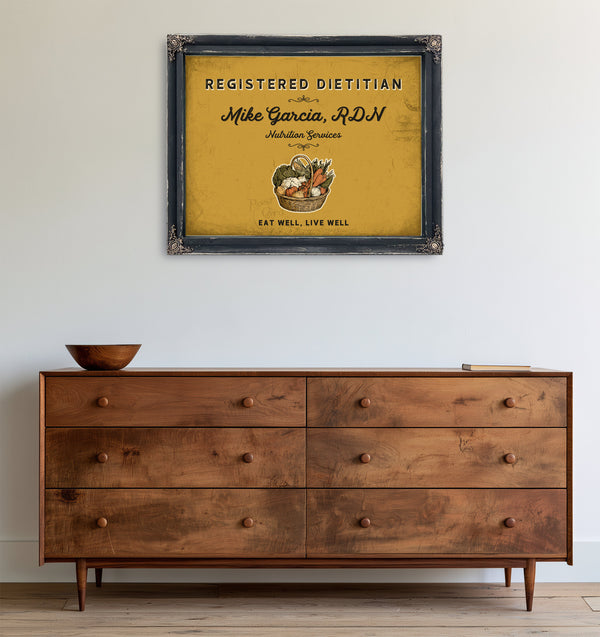Personalized Registered Dietitian Sign, Eat Well, Live Well, Mustard & Black, image 19