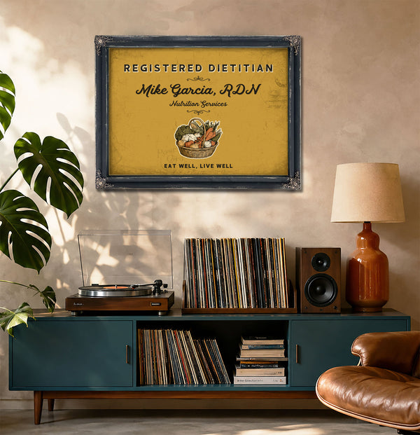 Personalized Registered Dietitian Sign, Eat Well, Live Well, Mustard & Black, image 20