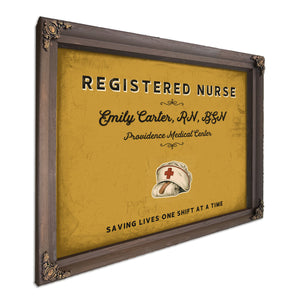 Personalized Registered Nurse Sign, Saving Lives One Shift at a Time, Mustard & Black, image 7