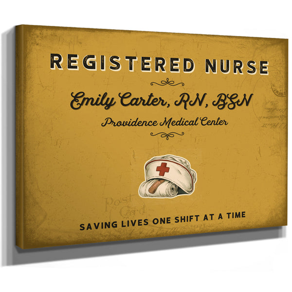 Personalized Registered Nurse Sign, Saving Lives One Shift at a Time, Mustard & Black, image 8