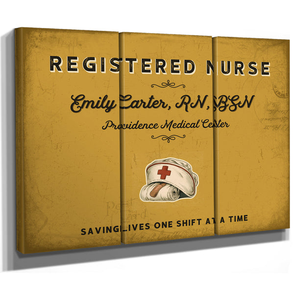 Personalized Registered Nurse Sign, Saving Lives One Shift at a Time, Mustard & Black, image 14