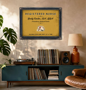 Personalized Registered Nurse Sign, Saving Lives One Shift at a Time, Mustard & Black, image 20