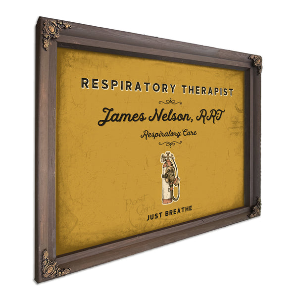Personalized Respiratory Therapist Sign, Just Breathe, Mustard & Black, image 7