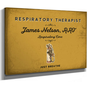 Personalized Respiratory Therapist Sign, Just Breathe, Mustard & Black, image 8