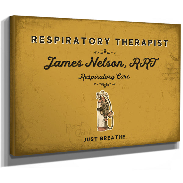 Personalized Respiratory Therapist Sign, Just Breathe, Mustard & Black, image 8
