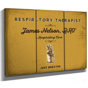 Personalized Respiratory Therapist Sign, Just Breathe, Mustard & Black, image 14