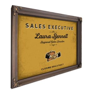 Personalized Sales Executive Sign, Closing Deals Daily, Mustard & Black, image 7
