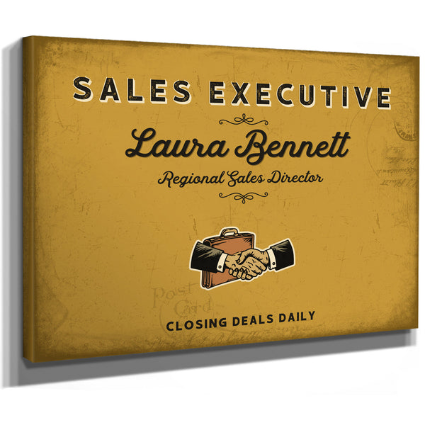 Personalized Sales Executive Sign, Closing Deals Daily, Mustard & Black, image 8