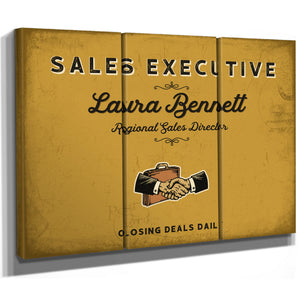 Personalized Sales Executive Sign, Closing Deals Daily, Mustard & Black, image 14