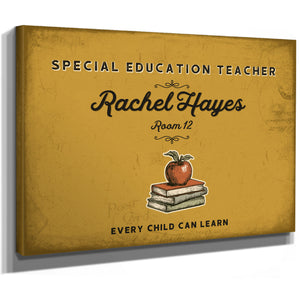 Personalized Special Education Teacher Sign, Every Child Can Learn, Mustard & Black, image 8