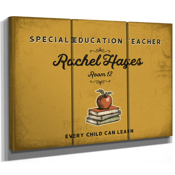 Personalized Special Education Teacher Sign, Every Child Can Learn, Mustard & Black, image 14