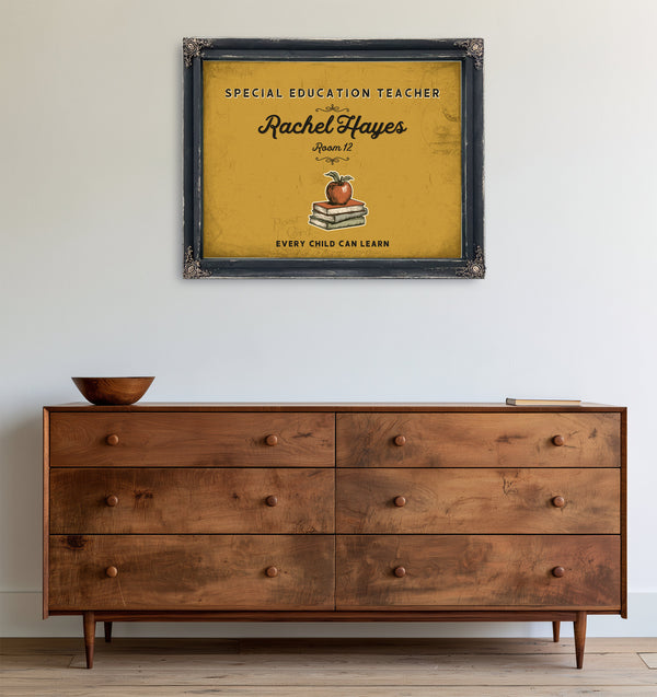 Personalized Special Education Teacher Sign, Every Child Can Learn, Mustard & Black, image 19