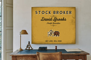 Personalized Stock Broker Sign, Buy Low, Sell High, Mustard & Black, image 2