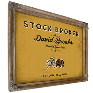 Personalized Stock Broker Sign, Buy Low, Sell High, Mustard & Black, image 6