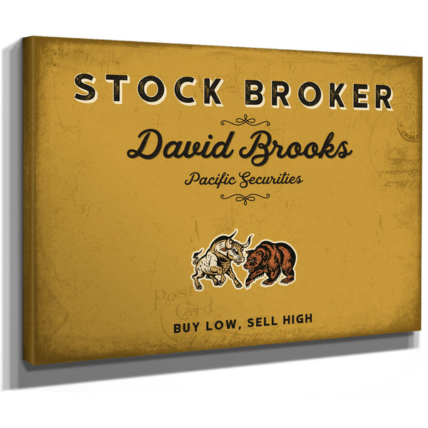 Personalized Stock Broker Sign, Buy Low, Sell High, Mustard & Black, image 8