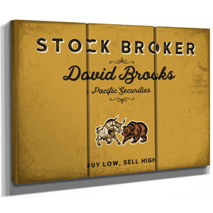 Personalized Stock Broker Sign, Buy Low, Sell High, Mustard & Black, image 14